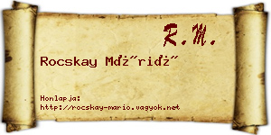 Rocskay Márió névjegykártya